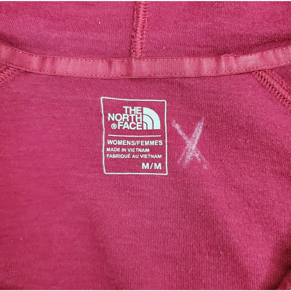 The North Face Med Women Burgundy Front Pocket Logo 1/2 Zip Long Sleeve Hoodie - Picture 5 of 9